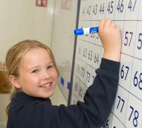 child writing on white board - CVP